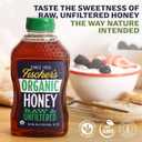 Fischer's 100% Organic Honey, USDA Certified, 24 Oz Pure, Raw & Unfiltered Honey All-Natural Sweetener Rich Flavor Profile, Packed with Nutrients (EXP 01/29/29)