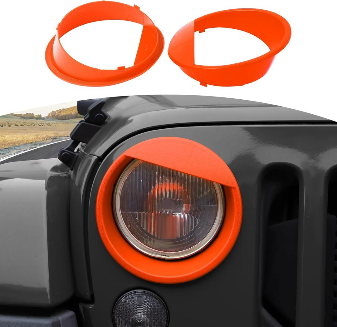 for Jeep JK Angry Eyes Headlight Cover Trim Fit for Jeep Wrangler JK JKU 2007-2017 Orange Exterior Accessories 2pcs