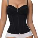 SHAPSHE Waist Trainer for Women Tummy Control Vest Black Corset Shapewear Bustier Tank Tops Going Out Underbust Body Shaper with Straps, S