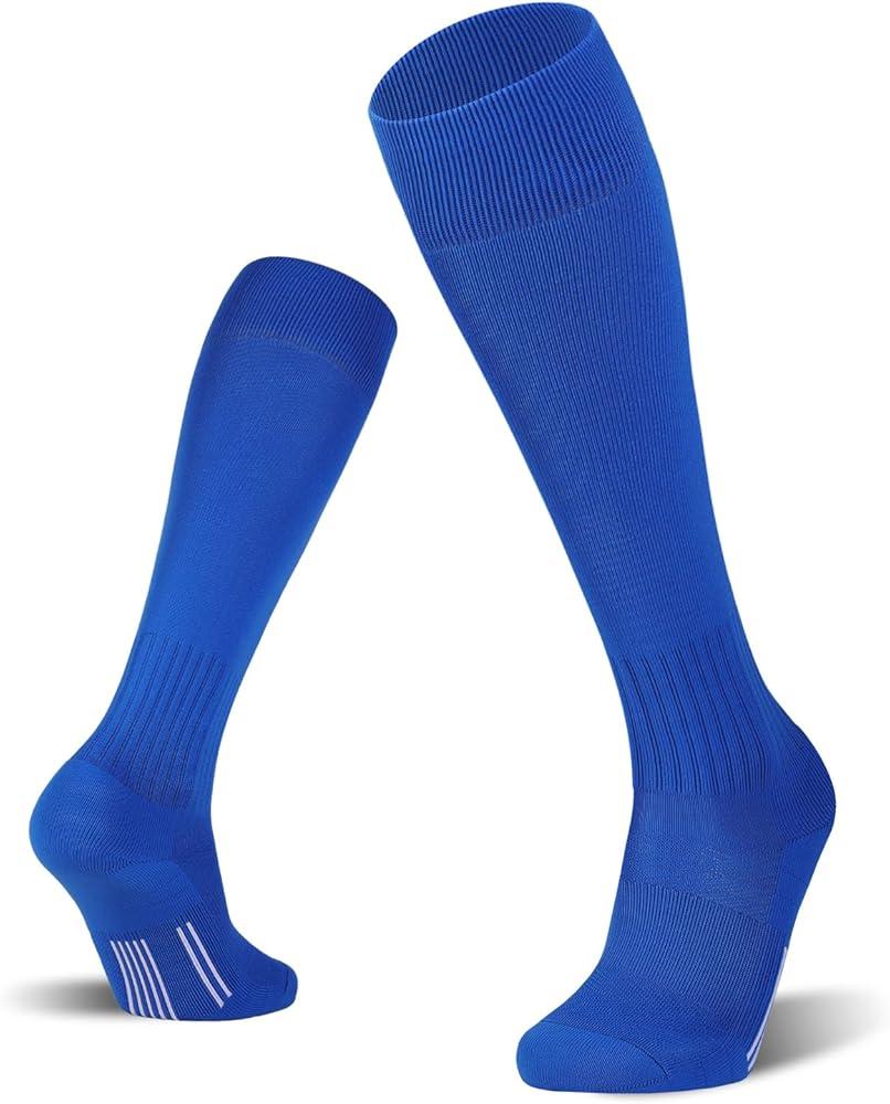 FITRELL 2 Pack Soccer Socks Baseball Softball For Youth Kids Boys Girls, Over-The-Calf Football Socks for Adult Men Women XL