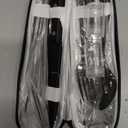 Portable Travel Silverware Set With Case, Includes 10 Pcs of Travel Utensils With Case, Stainless Steel Flatware Set For Camping, Lightweight (Black)