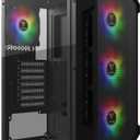 GAMDIAS ATX Mid Tower Gaming Computer PC Case with Side Tempered Glass, 4X 120mm ARGB Case Fans and Sync with 5V RGB Motherboard