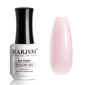 RARJSM Nude Gel Nail Polish Glitter Pale Pink Neutral Color Shimmer Pigment Skin Tone Gel Polish 15ml Sparkle Sheer Pink Natural Soak off UV LED Cured for Home Salon DIY Nail Art Single Bottle