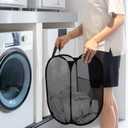 Mesh Pop Up Hamper,Mesh Laundry Basket With Durable handle, Foldable Dirty Laundry Baskets,Pop Up Travel Laundry Basket,Suitable for Washing and Storing Laundry (2Pcs, Black)