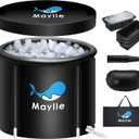 Maylle Ice Bath Tub - 110 Gallons Portable Cold Plunge Tub for Athletes - Black Modern Freestanding Bathtub with 4 Pack Large Ice Molds