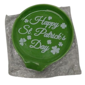 St Patricks Day Spoon Rest for Coffee Bar Accessories, Small St Patricks Day Spoon Holder for Coffee Station, Mini Irish Green Coffee Spoon Rest, Ceramic Shamrock St. Patrick's Day Decor