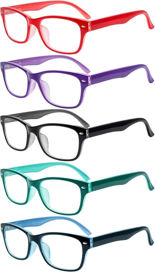 SIGVAN Reading Glasses 5 Packs Blue Light Blocking Eyeglasses Quality Spring Hinge Colorful Computer Readers for Women Men (5 Mix)