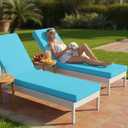 Summsun Chaise Lounge Cushions Outdoor Set of 2 - Waterproof and Fade Resistant Sun Lounger Replacement Cushions - Patio Lounger Pads with Removable Cover for Pool, Deck, Lawn, 72 x 21 x 3 Inch, Teal