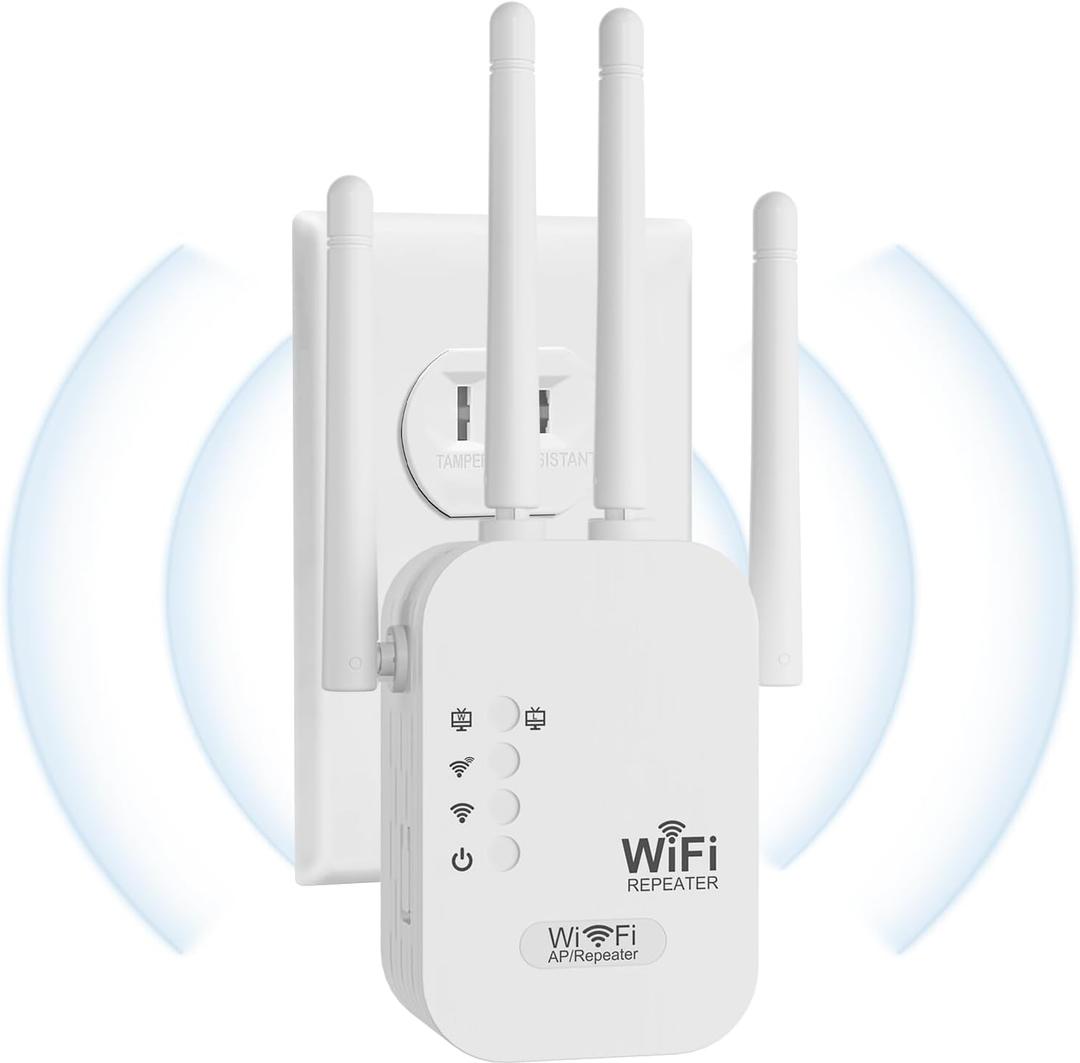 WiFi Extender, WiFi Repeater,Internet Booster, Long Range WiFi Extenders Signal Booster for Home, WiFi Repeater with Ethernet Port Covers Up to 9800 Sq.ft,Quick Setup-White