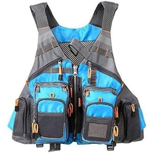 JKSPORTS Fly Fishing Vest - Fishing Safety Life Jacket for Swimming, Sailing, Boating, Kayak - Floating Multifunction Breathable Backpack for Men and Women - Adjustable, Grey/Green/Red/Blue