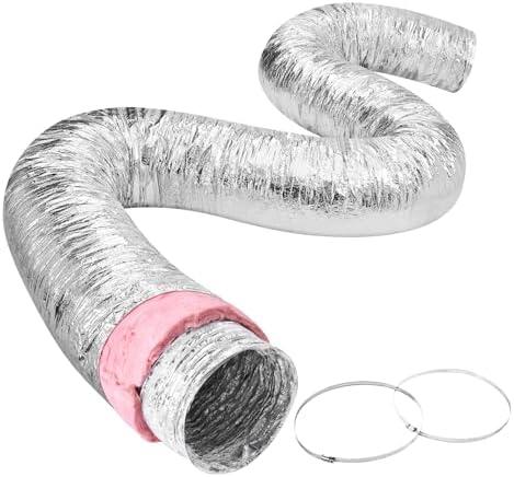 VEVOR 10 Inch Insulated Flexible Duct R-6.0，25 Feet Long with 2 Duct Clamps, Heavy-Duty Three Layer Protection Air Ducting Hose for HVAC Heating Cooling Ventilation and Exhaust Ductwork Insulation