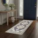 Laura Ashley Taupe Florence Medallion Machine Washable & Slip Resistant 2'2" x 5' Runner Rug