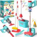 Kids Cleaning Toy Set for Toddlers with 3-in-1 Vacuum That Really Works, Mop & Broom Set & Pretend Play Household Cleaning Tools, Christmas Birthday Gift for Kids Toddlers Boys Girls Ages 3-5-8+