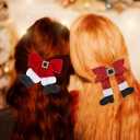 Semato 4 Pcs Christmas Hair Clips for Women and Girls Glitter Sequins Christmas Bow Clips Xmas Red and Green Glitter Hair Accessories Xmas Party Gifts for Women (red+white+black)