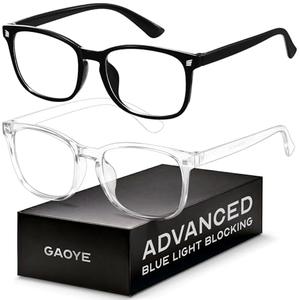 Gaoye Blue Light Blocking Glasses - Fashion Square Eyeglasses, Anti UV Ray Computer Gaming Glasses Blue Blockers for Women/Men, Clear/Black