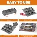 3 Tier Drawer Organizer - Expandable Junk Drawer Organizers Smart Office Supply Organizer, Folding Drawer Storage Multi-level Desk Organizer for Makeup,Jewelry,Cosmetics,Kitchen Storage (1 Row 3 Tier) (Grey)