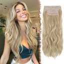 FESHFEN Clip in Hair Extensions for Women - 4 Pcs Thick Double Weft Long Wavy Soft Synthetic Blends Well Hair Extension, 20 inch Dirty Blonde