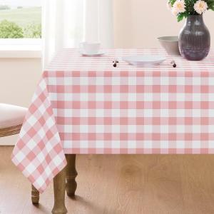 Checkered Tablecloth Rectangle Gingham Table Cloths Waterproof Wrinkle Free Buffalo Plaid Table Covers Washable for Dining, Parties & Outdoor Picnic(Pink,52"70")