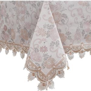 Walrus Heavy Duty Vinyl Tablecloth Elegant Floral Lace-Trimmed Tablecloth Vintage Flower Pattern, Waterproof Oil-Proof Plastic Table Cloth Stain-Resistant Wipeable (Floral Vintage, 60X102 Inch)