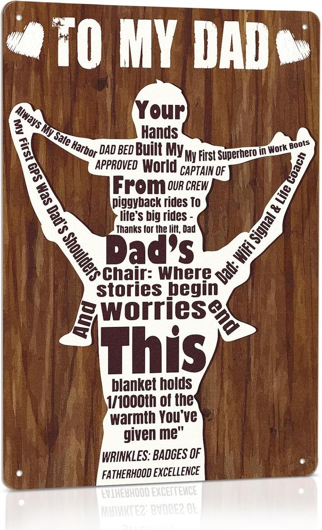 Fathers Day Novelty Gifts, Birthday Gifts for Fathers, Dad Gifts Vintage Print Wall Art Metal Plaque Sign Home Wall Decor, Personalized Fathers Gifts From Daughter or Wife 12" x 8" (Pack of 3)