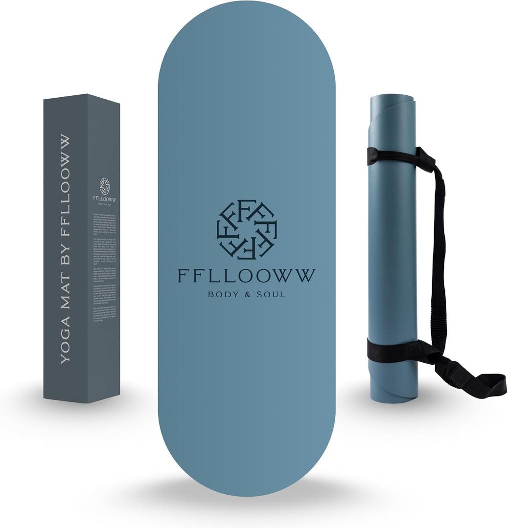 FFLLOOWW Premium Non Slip PU Yoga Mat 72.8 x 26.8 4.5mm Eco Friendly Natural Rubber Exercise Mat for Hot Yoga, Pilates & Home Workout with Carry Strap