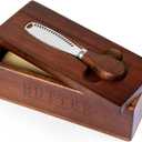 Butter Dish with Magnetic Lid, Acacia Wood Butter Keeper With Knife, Detachable Butter Container With Cover For Countertop Refrigerator