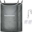 KINGSUSLAY XL Large Hanging Laundry Hamper, Over the Door Laundry Bag with Zipper and Wide Open Top,Hanging Hamper for Storage Laundry, Clothes, Toys,36x 22 Inch, Heather Grey 2Pack.