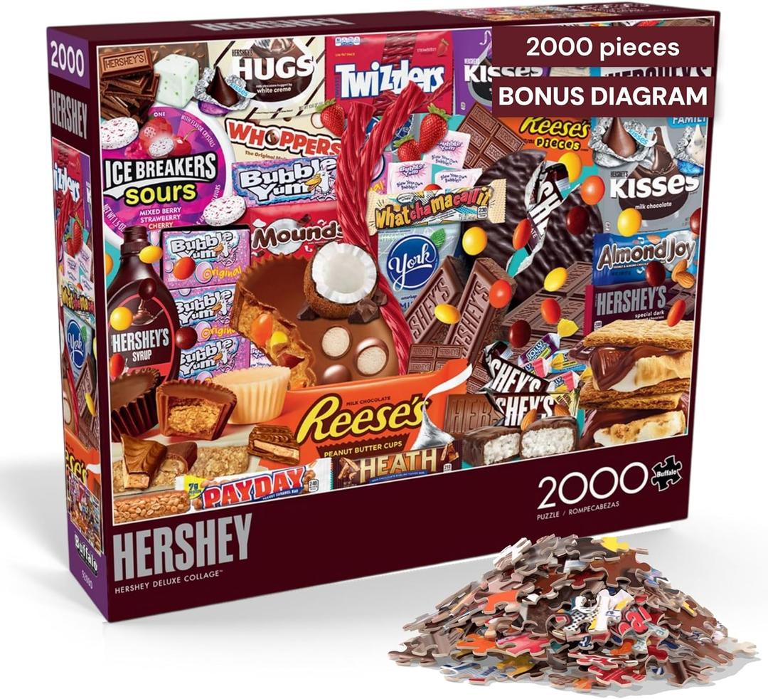 Puzzles for Adults 2000 Pieces Buffalo Games Deluxe Collage Hershey's Jigsaw Puzzle, Challenging 2000 Piece Puzzle for Adults, Premium Quality with Poster