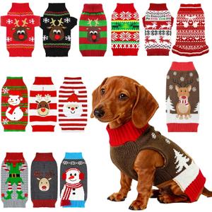 Dog Christmas Reindeer Christmas Sweater for Cats Snowflake Dog Holiday Sweater with Leash Hole Outfits for Dogs Clothes for Dachshund Chihuahua Frenchie (Small)
