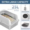 Prodigen Extra Large Stainless Steel Cat Litter Box with Lid High Wall Sides Enclosure, Non-Sticky, Anti-Leakage, Easy Cleaningwith Cat Mat & Metal Scoop, 24" L x 16" W x 12" H, 2 Pack