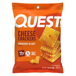 Quest Nutrition Cheese Crackers, Cheddar Blast, 10g Protein, 5g Net Carbs, 1g Sugar, Made with Real Cheese, High Protein Snack, 12 Packs (1.06 oz Bags) (EXP 03/21/26)