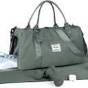 Gym Bag Womens,Travel Duffel Carry on Bag Sport Tote Bag Weekend Overnight Bag (A21-Dark Green)