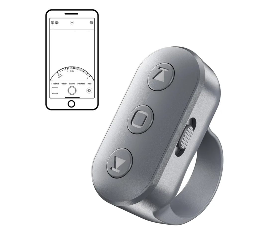 Phone Camera Remote Control for iPhone Android iPad with Zoom, Bluetooth Camera Remote Clicker with Front/Rear Camera Switch, Fingertip Bluetooth Button for Photo & Video Recording Content Creator.