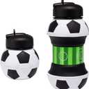 Maccabi Art Clip-On Collapsible BPA-Free Silicone Soccer Ball Water Bottle for Kids, 18 Oz. Size