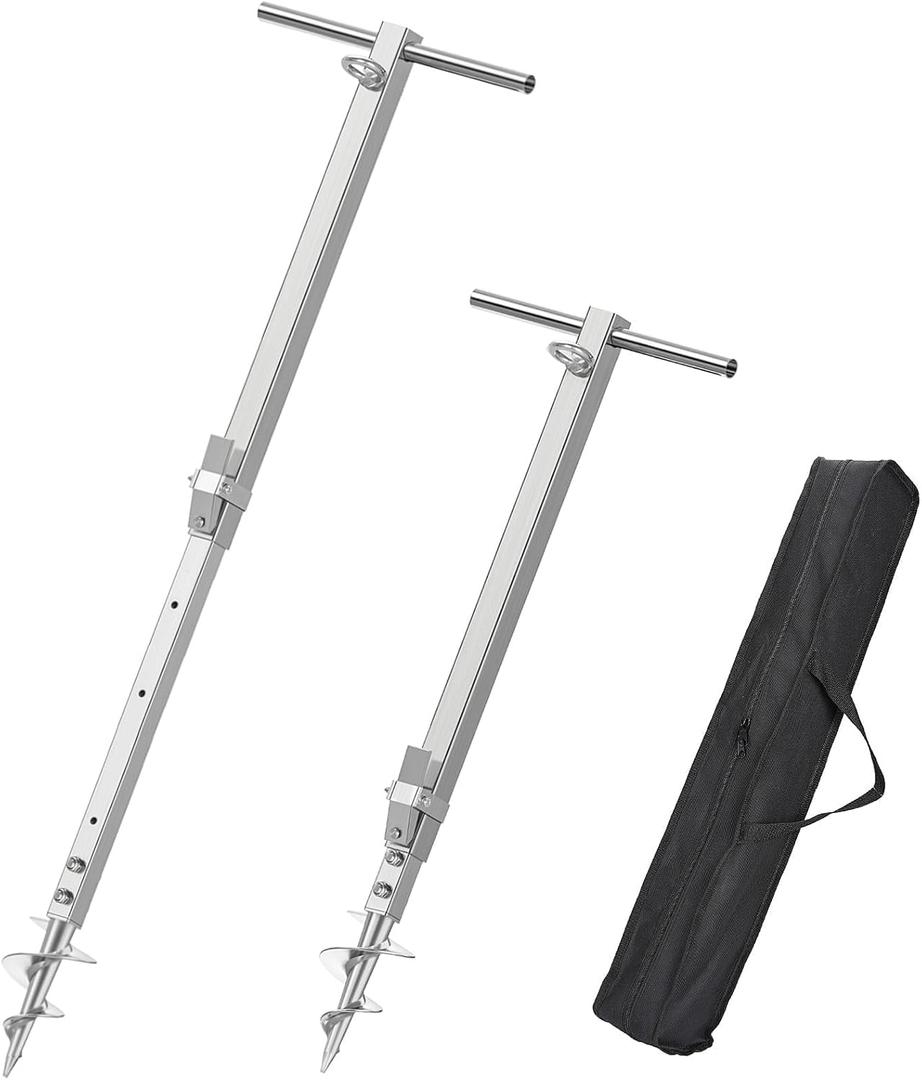 Sand Anchor, 304 Stainless Steel Screw in Boat Anchor Heavy Duty for PWC, Kayak, Jetski, Small Boat, Shallow Water & Sandbar Beach Auger Anchor Pole, 4 Adjusts (29.5"-45.5")