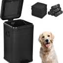 Dog Poop Trash Can with Lid for Outdoors3.2 Gallon Trash Can with Activated Carbon Filter & Plastic Bags, Pet Waste ContainerUP12L-BK-F+90BK (Rectangle-Black)