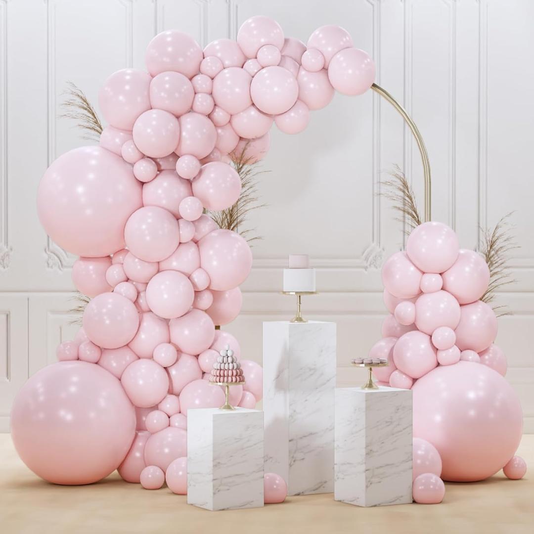 PartyWoo Pale Pink Balloons 85pcs Different Sizes of 18 12 10 5 Inch Light Pastel Baby Pink Balloon Arch Kit for Engagement Bachelorette Baby Shower Easter Birthday Party Decorations Pink-Q01