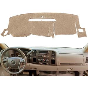 Dash Cover Fit for Chevy Chevrolet Silverado 1500 LT/WT 2500HD 3500HD 2007-2013, GMC Sierra 2007-2013 Dashboard Mat Carpet (08-13 Beige) Y74