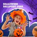 24 Pcs Halloween Pens Funny Pumpkin Skull Heads Ghost Bat Shape Pens Bulk Retractable Black Ink Halloween Birthday Party Gifts for Kids Students Office Supplies School Stationery