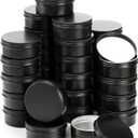 Foraineam 48 Pack 4 oz Metal Round Tins with Screw Lid, Black Aluminium Empty Candle Tins Storage Tin Jars, Cosmetic Sample Containers Travel Tin Cans for Salve, Cream, Spices or Candles