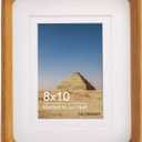 Natural Wood Photo Frames Inspired Tabletop Picture Frame with Mat, Vertical or Horizontal Display (Teak, 8x10 matted to 5x7/6x8)