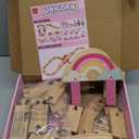 Lehoo Castle Wooden Train Set - Unicorn Train Set for Toddlers 2-4, Wooden Train Track Toddler Girl Toys, Pink Train Fantasy Toys for 3 4 5 6 7 Year Old Girl