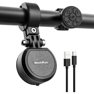 Wind&Moon Electric Bike Bell, 80-130DB Anti-Theft Alarm Adjustable Bike Horn, IPX6 Waterproof with USB Rechargeable Scooter Horn, Bicycle Bell, Warning Horn (Remote Control 4 Tones, 4 Tones, 1 Tone)