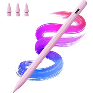 Stylus Pen for iPad(2018-2025)-2X Faster Charge with Tilt Sensitivity & Palm Rejection for iPad 11/10/9/8/7/6th Gen, Air 7/6/5/4/3/M3/M2, Pro 13"/12.9"/11"/M4, Mini 7/6/5th,Pink