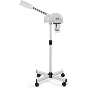 Professional Facial Steamer with Hot Mist Function, Stand Facial Steamer On Wheels, Height Adjustable & 360 Rotatable Nozzle, Use at Home & Salon SPA