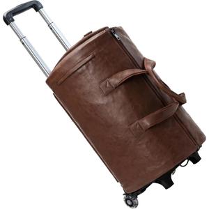 3-in-1 Convertible Rolling Garment Duffel Bag with Wheels, Brown, 50L | Carry On Travel, Wrinkle-Free Hanging Suit Dress, Weekender Bag, Detachable Cart Shoulder Strap, For Men Women