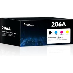 206A Toner Cartridge 4 Pack High Yield Replacement for M283fdw M283cdw Toner Compatible for 206A 206X Work for HP Color LaserJet Pro M255dw M255nw MFP M283fdw M283cdw M282nw M283fdn Printer(BK/C/Y/M)