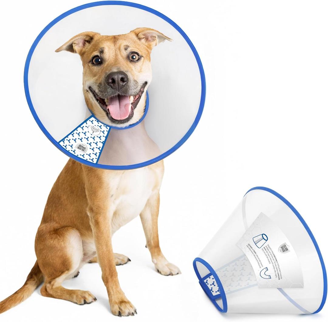 Adjustable Dog Cone for Large Pets by Silver Grade Cone for Dogs to Stop Licking & Scratching Wounds Plastic Elizabethan Collar Protector for Grooming and Post-Surgery Care Size (L) 14.216.5 in