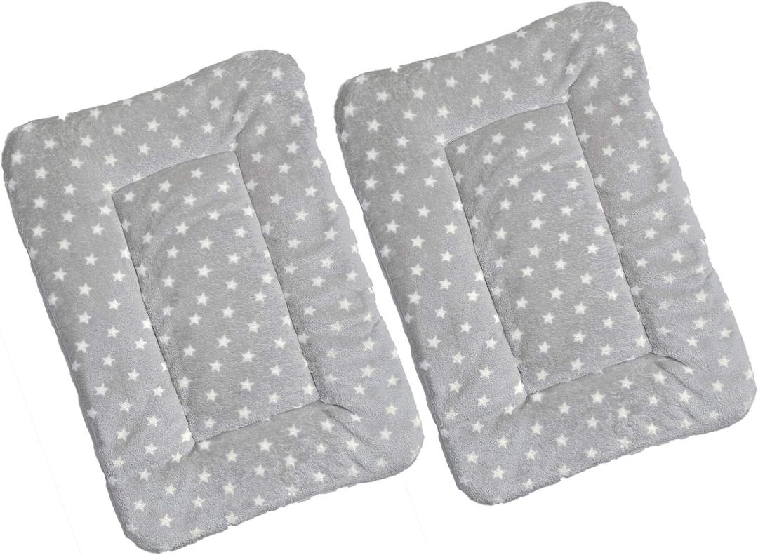 2 Pcs Pet Bed Mats. Ultra Soft Pet (Dog/Cat) Bed with Cute Prints. Reversible Faux Lambswool Kennel Pad for Medium Small Dogs and Cats. Machine Washable Pet Bed. (22.5"L x 15.0"W x 1.2"Th)