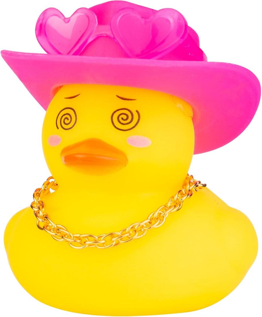 2 x Car Rubber Duck Ornament Mini Duck Car Dashboard Decorations Accessories with Mini Hat Necklace Sunglasses(D8)